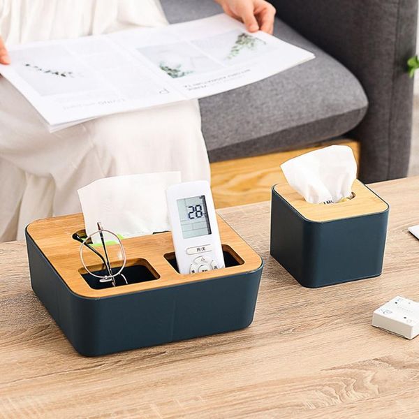 

tissue boxes & napkins plastic box bamboo cover napkin paper dispenser organizer cosmetic storage remote control container for office home l