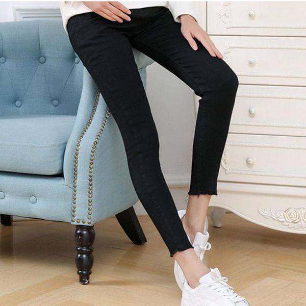

maternity bottoms sagace women's jeans pregnant women breastfeeding elastic loose stomach lift cropped denim pants, White