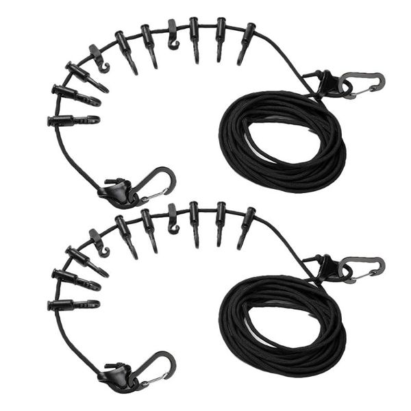 

outdoor gadgets 2pcs portable clothesline windproof clothes rope drying rack cloth hanging line camping traveling multifunction tools