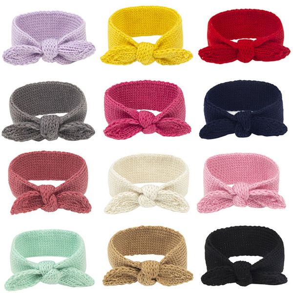 

baby girl solid color knit headbands turban headdress winter autumn headwear fashion party club decor hair accessories, Slivery;white
