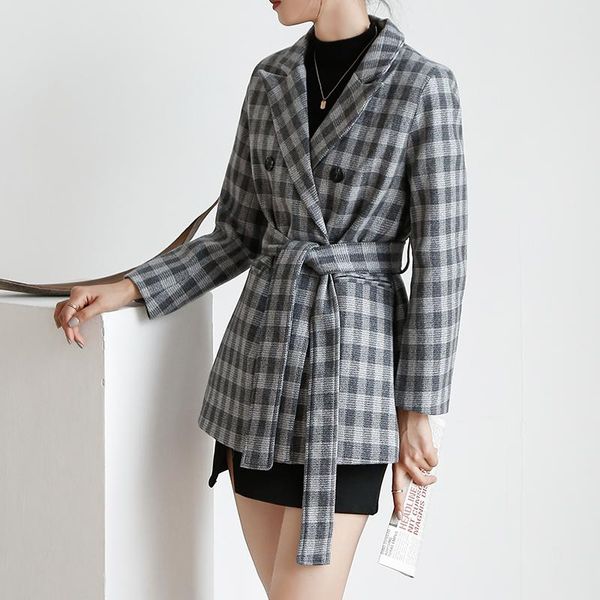 

women's wool & blends 2021 autumn ladies loose korean style all-match suit coat, Black