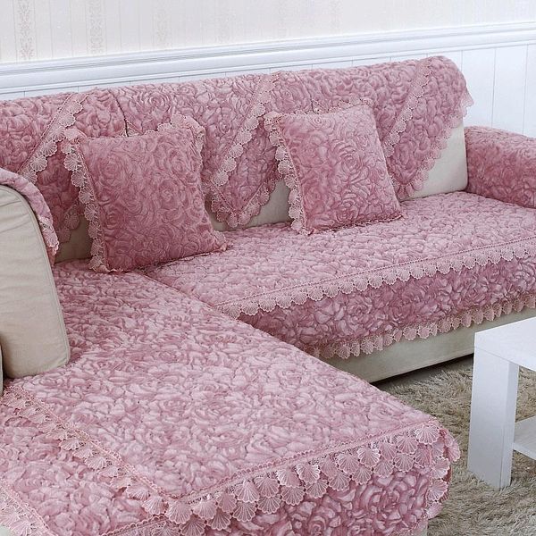 

chair covers thick plush sofa cushion european style winter flannel printing living room l shaped lace cover full