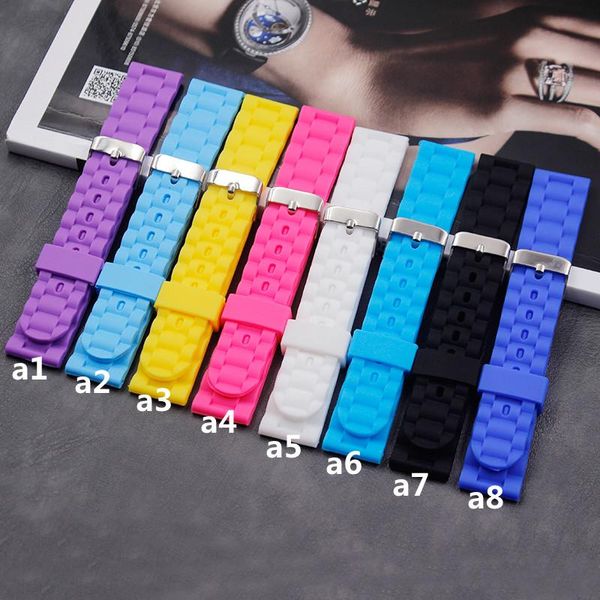 

watch bands silicone strap women's accessories pin buckle 20mm outdoor sports waterproof rubber men, Black;brown