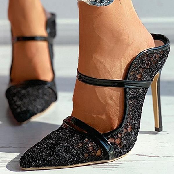 

sandals drop lace black white casual thin high heel wedding party pointed toe summer girls women shoes
