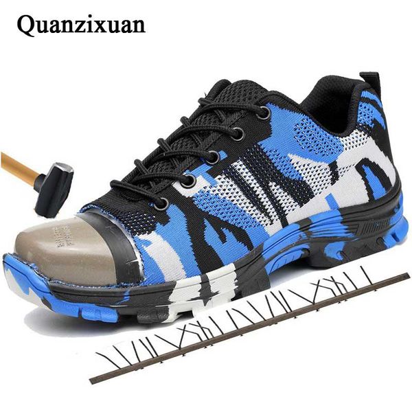

boots camouflage men steel toe work safety boot military shoes anti-piercing man shoe indestructible, Black