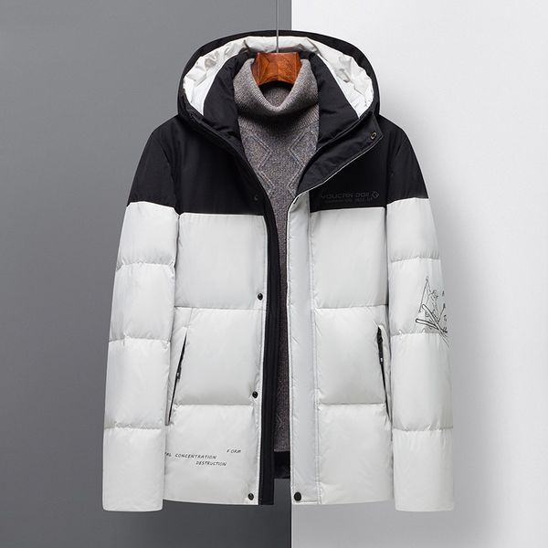

grade white winter coat 2021 new arrivals men fashion casual down jacket thick windbreaker jacket, Black
