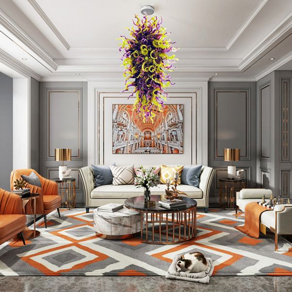 

novelty style chandeliers ceiling lamp led hand blown glass chandelier chain pendant customized for living room villa decor