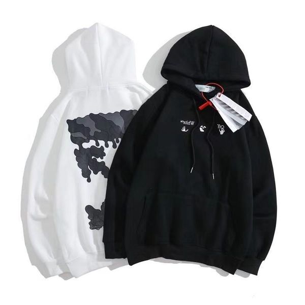 

aw2021 off gray gradient melting arrow pattern plush hoodie batch1, Black