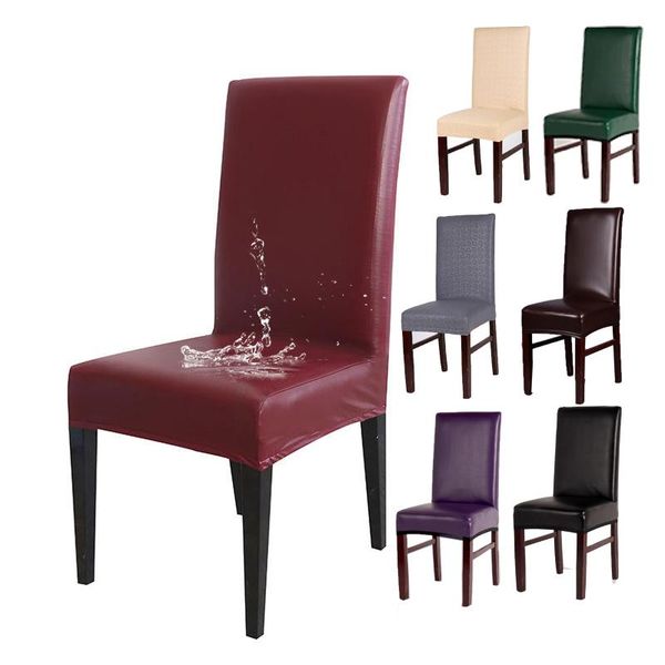 

chair covers leather cover waterproof oilproof desk dining stretch kitchen seat case banquet el housse de chaise
