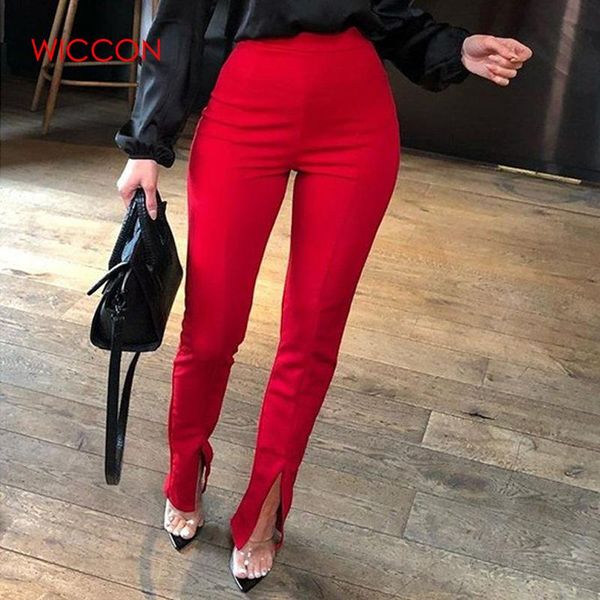 

women's pants & capris women split summer casual tight fit leg opening solid color high waist fashion streetwear trousers, Black;white