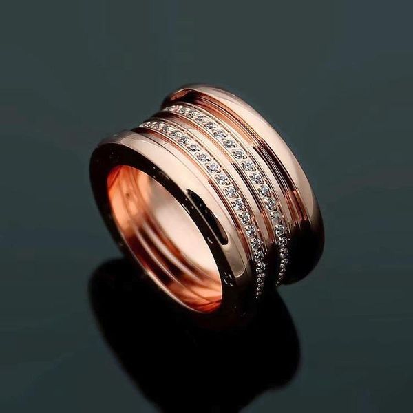 

fashion 316l titanium steel three rows diamond screw thread wedding engagement 18k gold plated wide rings size6-9, Golden;silver