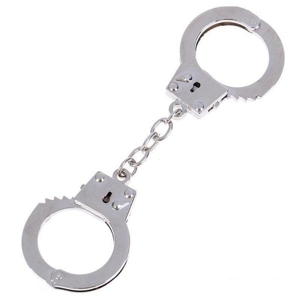 

keychains imitation double handcuffs shape metal keyring car waist hanged key chain pendant 120 * 35 6 mm, Silver