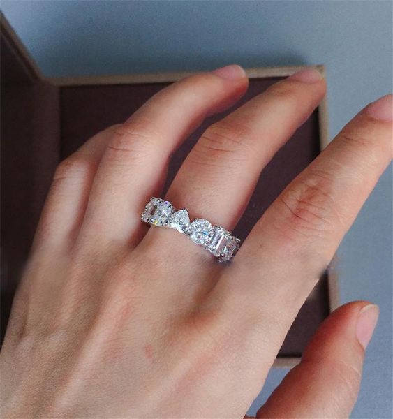 

wedding rings eternity promise ring 925 sterling silver bijou various cutting cz engagement band for women bridal jewelry, Slivery;golden