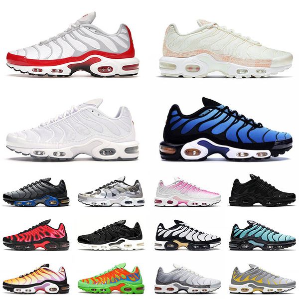 

tn plus 2021 arrival sports running shoes university red hyper blue triple white aqua silver pn dust special outdoor trainers sneakers size, White;red