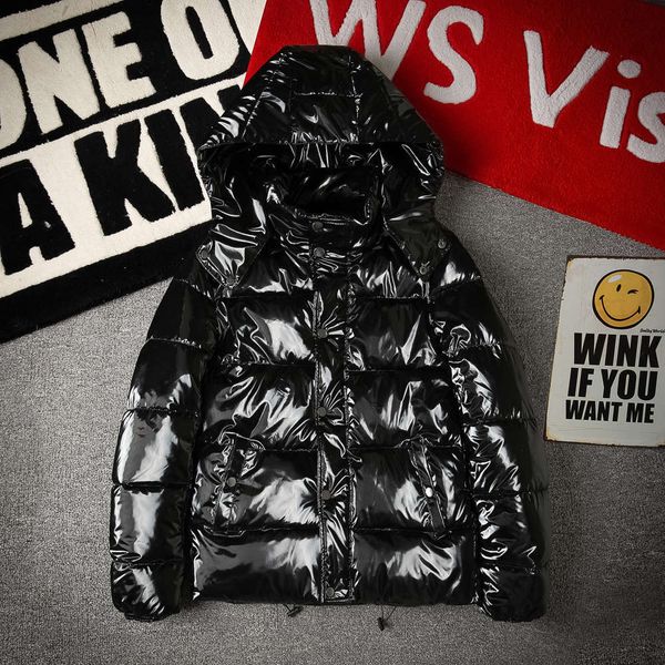 

fall and winter internet celebrities same bright face hooded men's bread social spirit guy cotton padded jacket, Black
