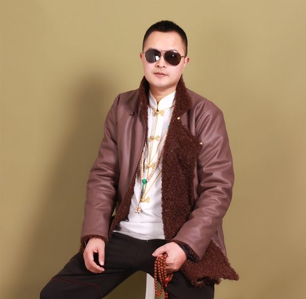 

tibet ethnic clothing for men traditional tang suit winter male stand collar outfit oriental retro outfit asian costume, Red
