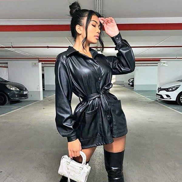 

women's jackets coats long sleeve necktie belt streetwear plutonium leather jackets medium-fashion length big velvet jacket pocket 1rc0, Black;brown