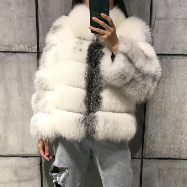 

women's fur & faux jacket real lady women natural outwear, Black