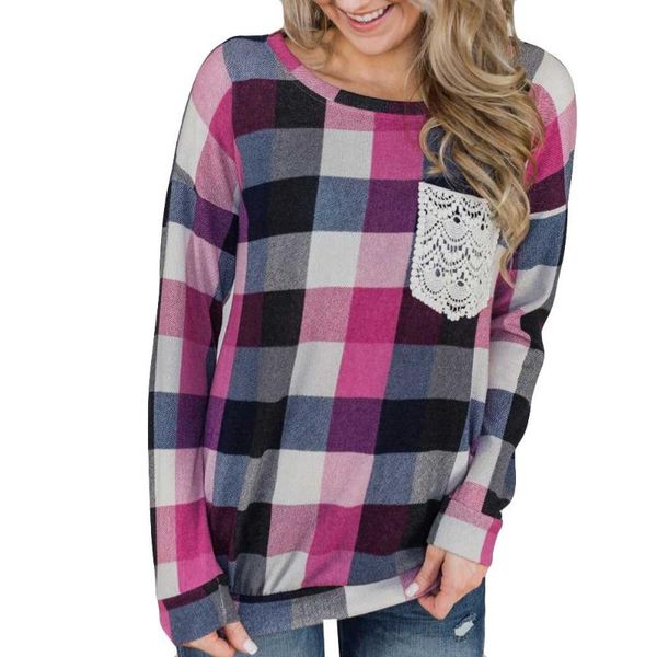 

women's blouses & shirts women lattice print lace casualop fashion long sleeve blouse blusa mujer manga larga womens 2021, White