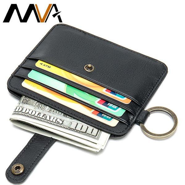 

card holders mva men's case wallets casual with ring business cards for men leather male purses 9024, Brown;gray