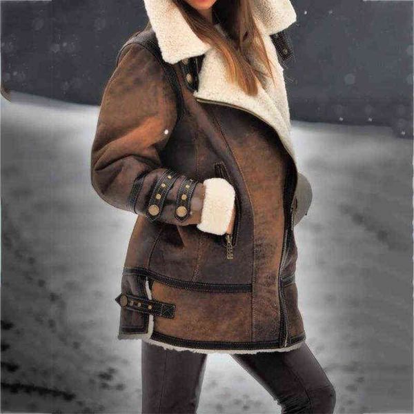 Autunno Inverno Zipper Caldo Giacca a vento Donna Long Ladies Loose Down Cotton Coat Donna Plus Size 5XL Giacca moto 211130