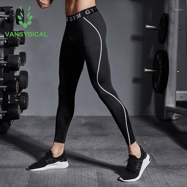 

running pants vansydical gym workout leggings men's quick dry compression elastic fitness training jogging sports base layer1, Black;blue
