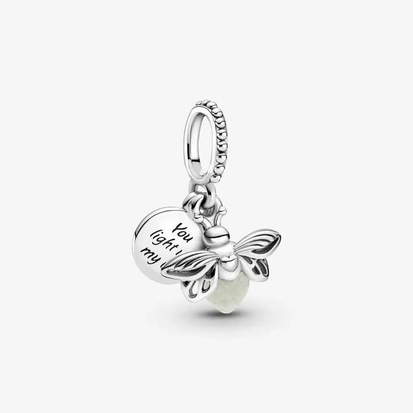 

new glow-in-the-dark firefly dangle charm safety chain crown wing pendant beads fit pandora charms bracelet diy women original jewelry, Bronze;silver
