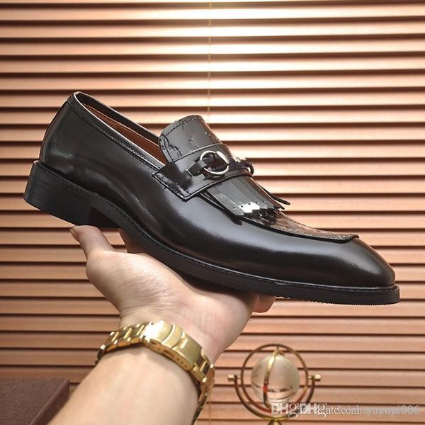 

iduzi italy genuine leather and flat shoes 2018 spring and autumn season metal clasps luxurys shoes men flat heel designer, Black