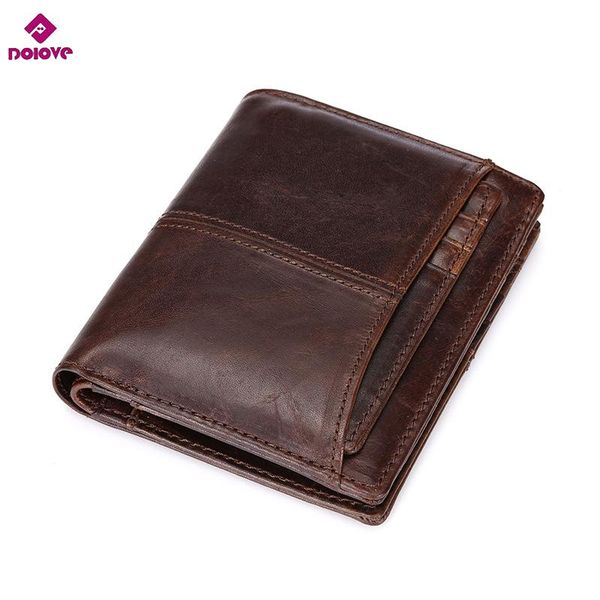 

wallets dolove men's wallet short leather folding section cowhide vertical money bag, Red;black
