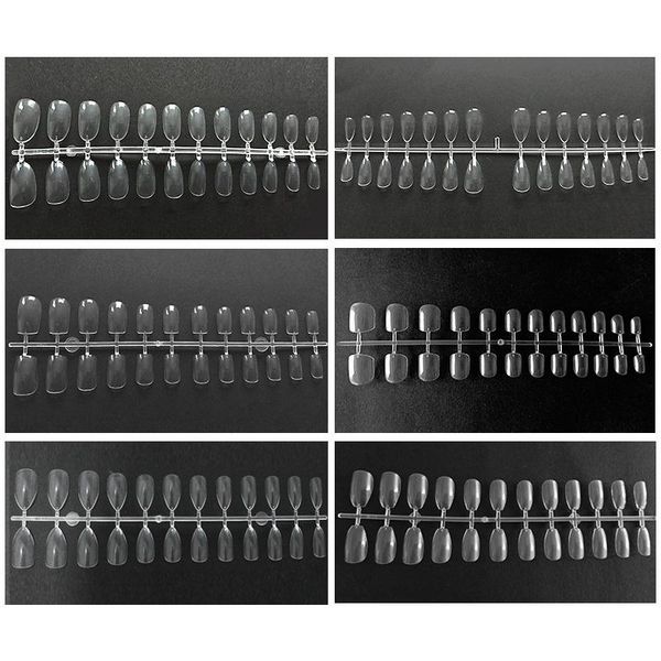 

false nails 20/24/28pcs clear ballerina coffin fake ultra thin fashion extra long almond shape women artificial acrylic, Red;gold