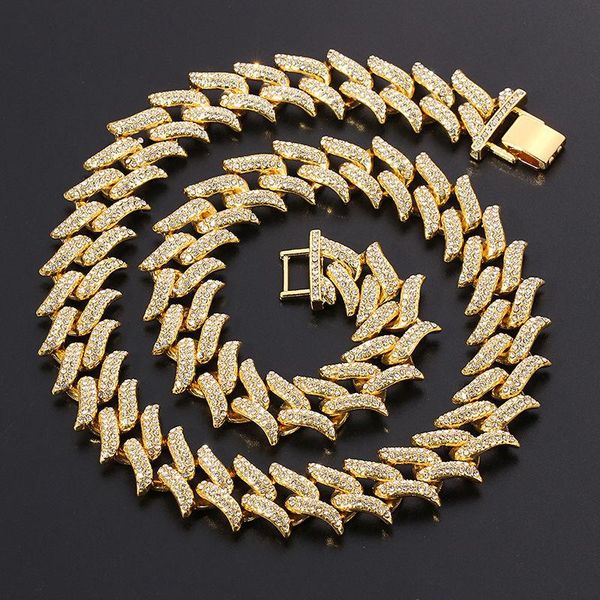

link, chain hip-hop tide diamond-encrusted cuban bracelet short thorn thorns full diamond wild necklace lovers clavicle chain., Black