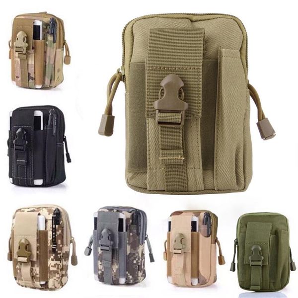 

multifunctional backpack with mobile phone leather case, sports hiking camping belt bag, solid color zipper belt bag#g30