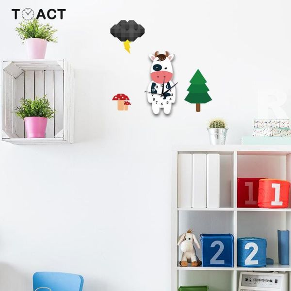 

wall clocks cow clock in the kids room for children modern design watches home decor christmas gifts