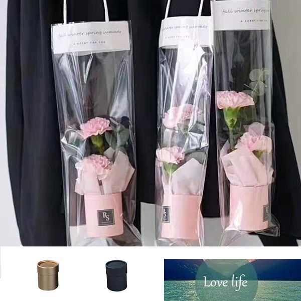 Scatola di fiori creativa Mini bouquet Cilindro Secchio di fiori rotondo portatile Conservazione del regalo Borsa per fioristi in PVC Scatola di carta per feste di matrimonio