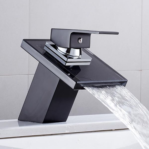 

bathroom sink faucets waterfall faucet glass brass basin mixer tap deck mounted