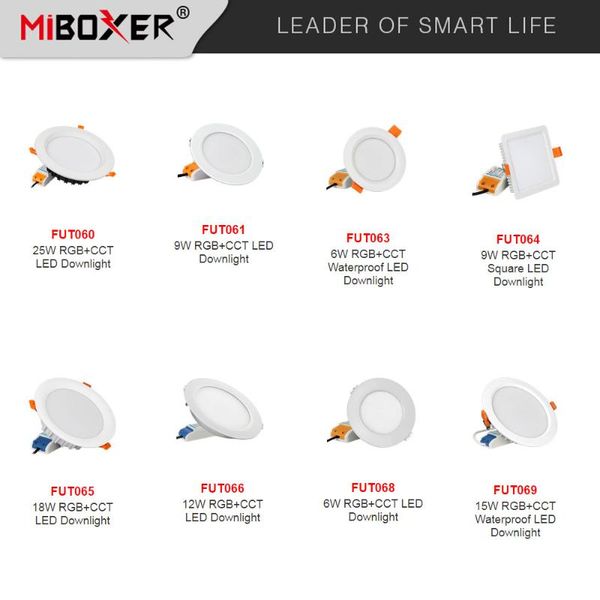 

downlights miboxer 6w/9w/12w/15w/18w 25w led downlight rgb+cct dimmable ceiling ac110v 220v indoor lamp