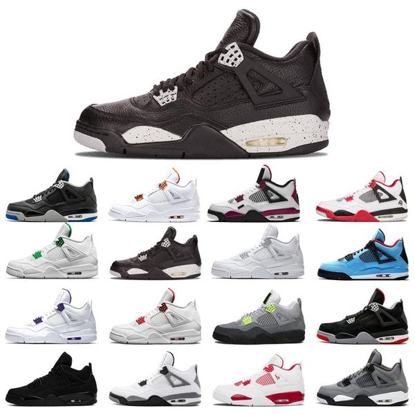 

man basketball shoes 4s high cut black cat court purple university red neon alternate motorsport orange metallic white grey oreo hop999