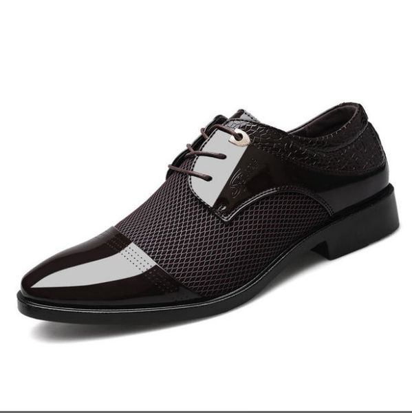 Scarpe eleganti da uomo d'affari di design formale Scarpe a punta solide Stringate da uomo Scarpe antiscivolo in pelle PU di lusso Scarpe casual Traspiranti Taglie forti 38-48