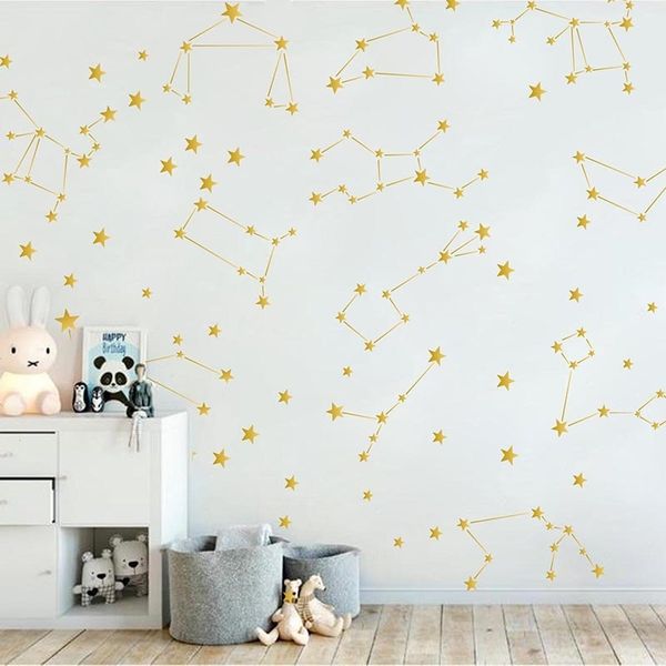 Zodiac Constellation Adesivo de Parede Adesivo Bebê Crianças Quarto Constelação Zodíaco Estrela Espaço De Parede Decalque Playroom Decoração de Vinil Decoração 210310