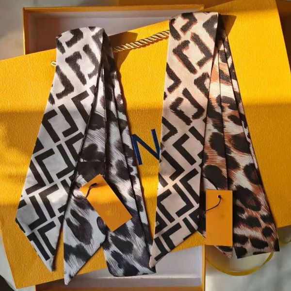 

fashion brand women's scarves leopard print alphabet designer headband classic handbag scarvess silk material size 6*120cm, Blue;gray
