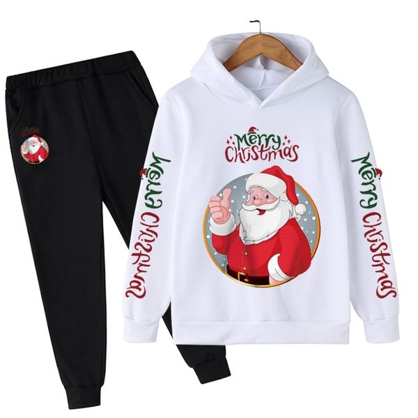 

baby boys clothing merry christmas set kids autumn winter suit cartoon santa claus hoodies 4-14 years children's cotton outfits, Silver