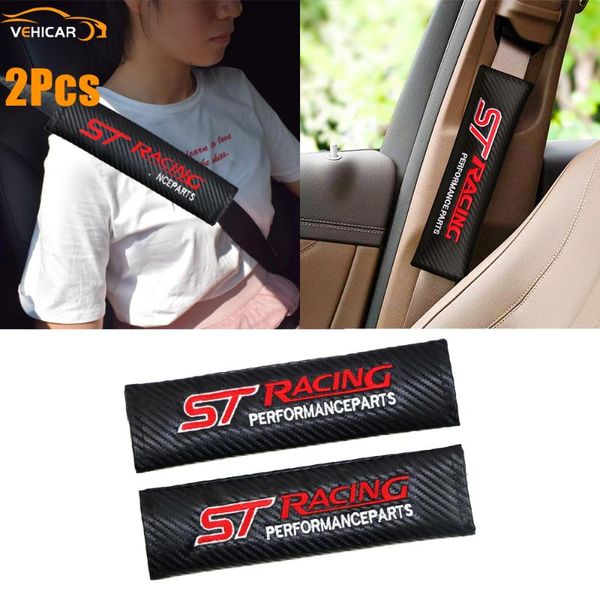

safety belts & accessories vehicar 2pcs car seat belt cover for st racing carbon fiber pad logo knitting vehicle universal