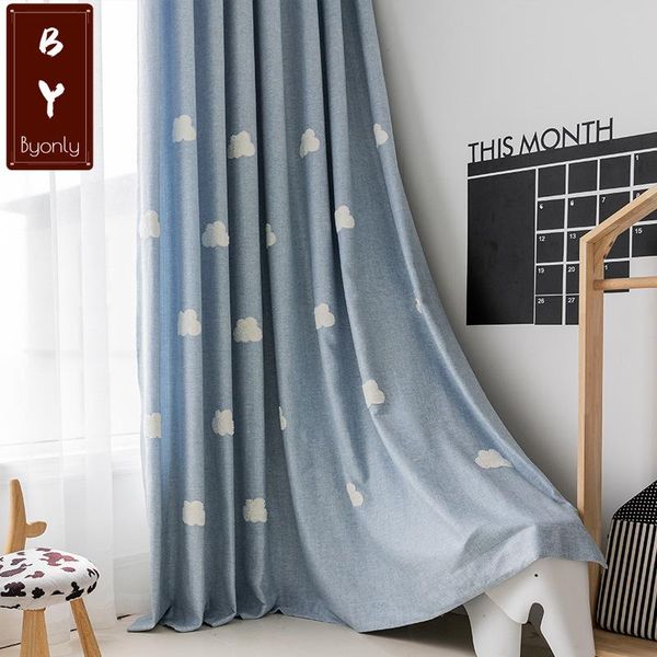 

curtain & drapes kid's cute cartoon clouds curtains for living room blue semi-blackout white cloudy boys and girls #vt