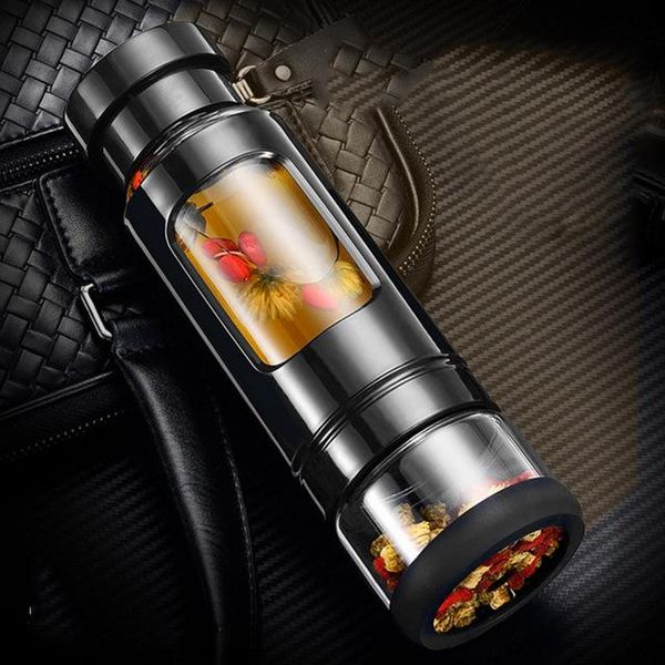 

water bottles 430ml glass bottle with infuser heat-resisting 4 colors