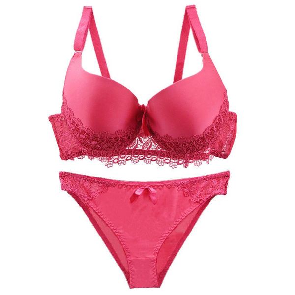 

bras sets bra lace underwear comfortable bow decorative floral pattern 38/85 40/90 42/95 de cup plus size lingerie, Red;black