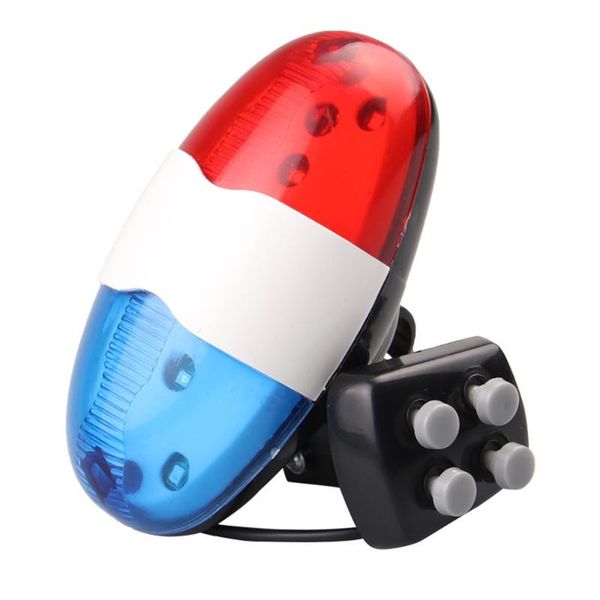 

bike horns 6 leds light electronic horn 4 tone sounds bicycles bell siren trumpet for kid's scooter bicycle accessories