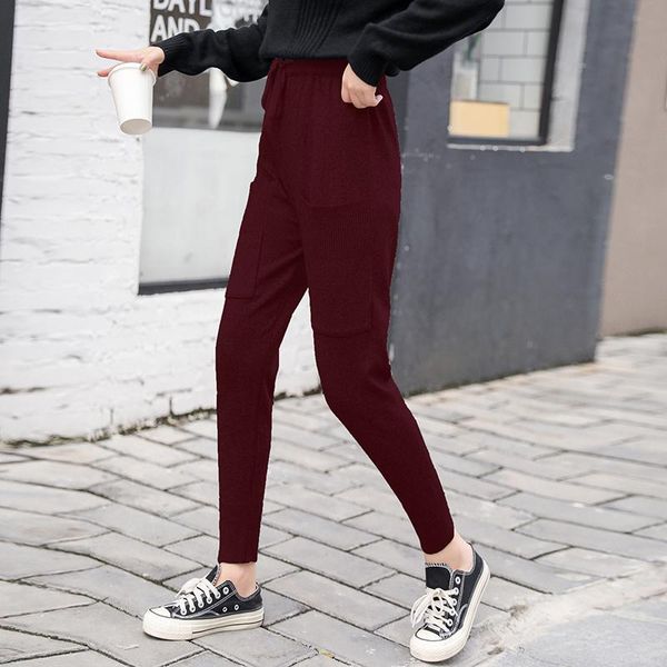 

women's pants & capris 17zq 2021 style fashion woman's autumn winter loose feet knit sweatpants female personality casual harem p8, Black;white