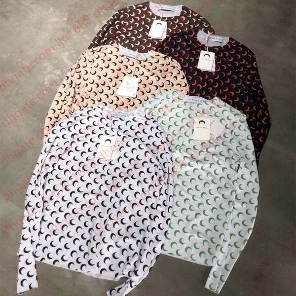 

2020ss new marine serre t-shirt women slim fit long sleeve marine serre tee 1:1 tag half moon stretch soft t-shirts t200407, White