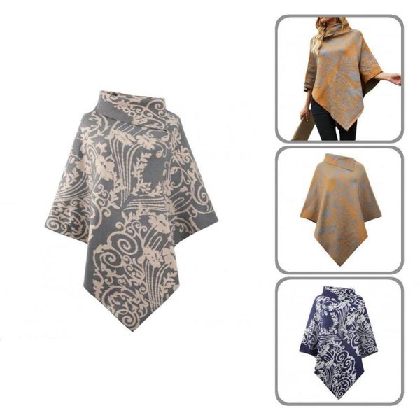 

women's sweaters lady stylish temperament irregular hem cape coat streetwear poncho jacquard for dating, White;black