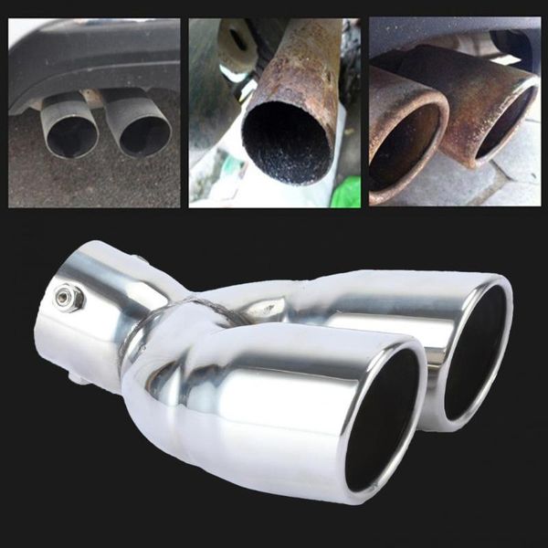 

manifold & parts car exhaust pipe tail throat double outlet modified stainless steel 63mm sturdy tip for automotive